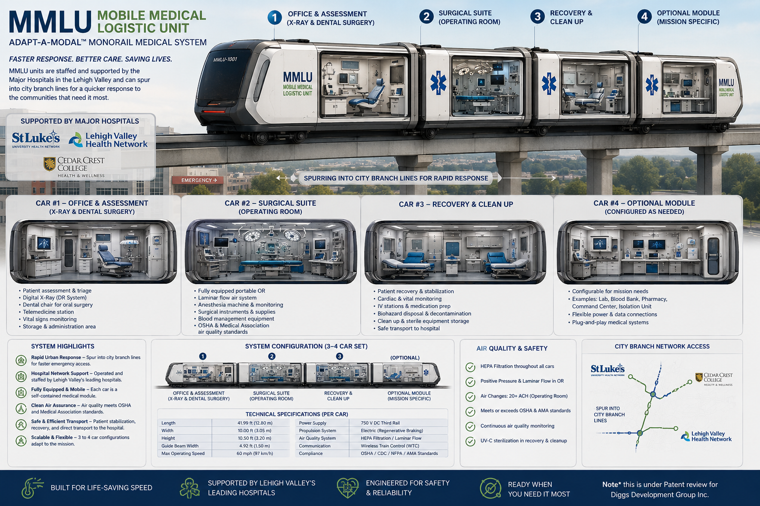 Mobile Medical Logistic Unit monorail infographic